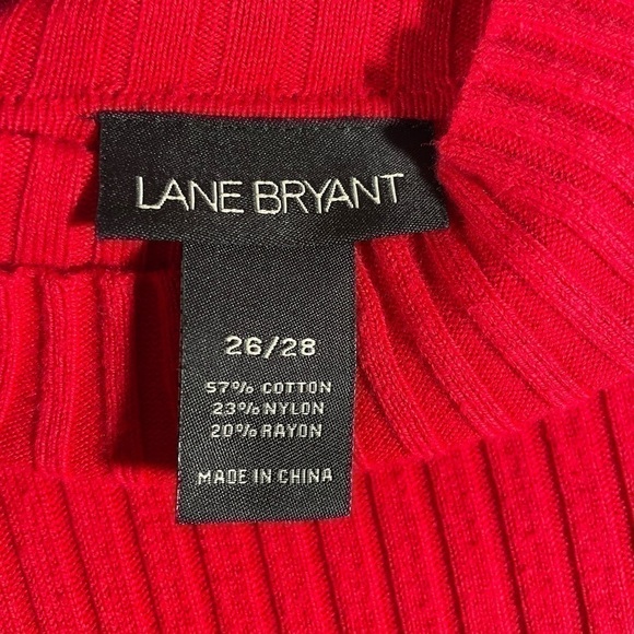 Lane Bryant Turtleneck Sweater Womens Ribbed Long Sleeve Stretch Red Size 26/28 - Picture 4 of 5